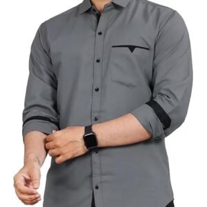 CB-COLEBROOK Men's Regular Fit Solid Soft Touch Cotton Casual Shirt with Pocket Design with Spread Collar & Full Sleeves (Available in Plus Size)