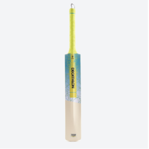Adult Poplar Wood Cricket Bat Size 6 SH Soft & Medium for Tennis Ball T500 - Lime & Turquoise